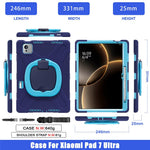 For Xiaomi Pad 7 Ultra Case TPU + PC + Silicone Tablet Cover Swivel Kickstand Handle Grip