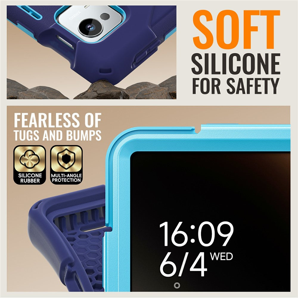 For Xiaomi Pad 7 Ultra Case TPU + PC + Silicone Tablet Cover Swivel Kickstand Handle Grip
