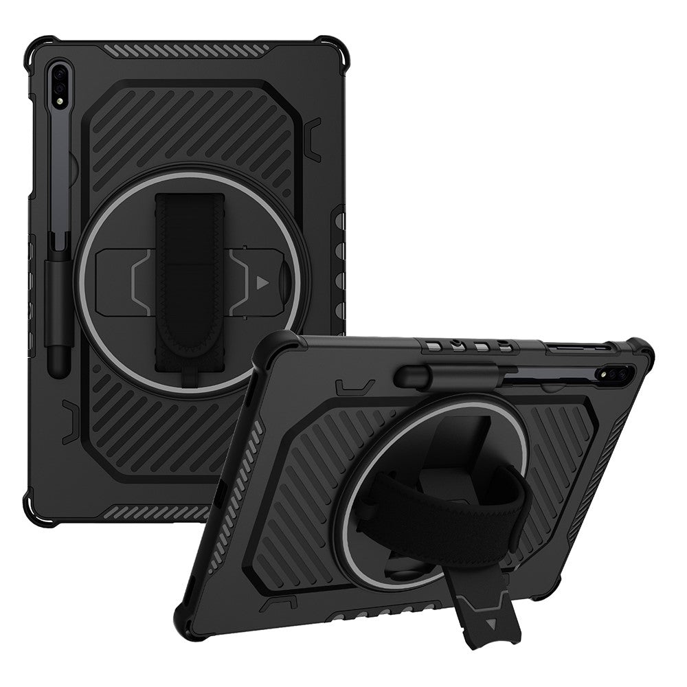 Støttefods-etui til Samsung Galaxy Tab S10+ / S9+ / S8+ / S7+ / S7 FE PC + TPU Stødabsorberende tabletcover med håndrem / penneholder