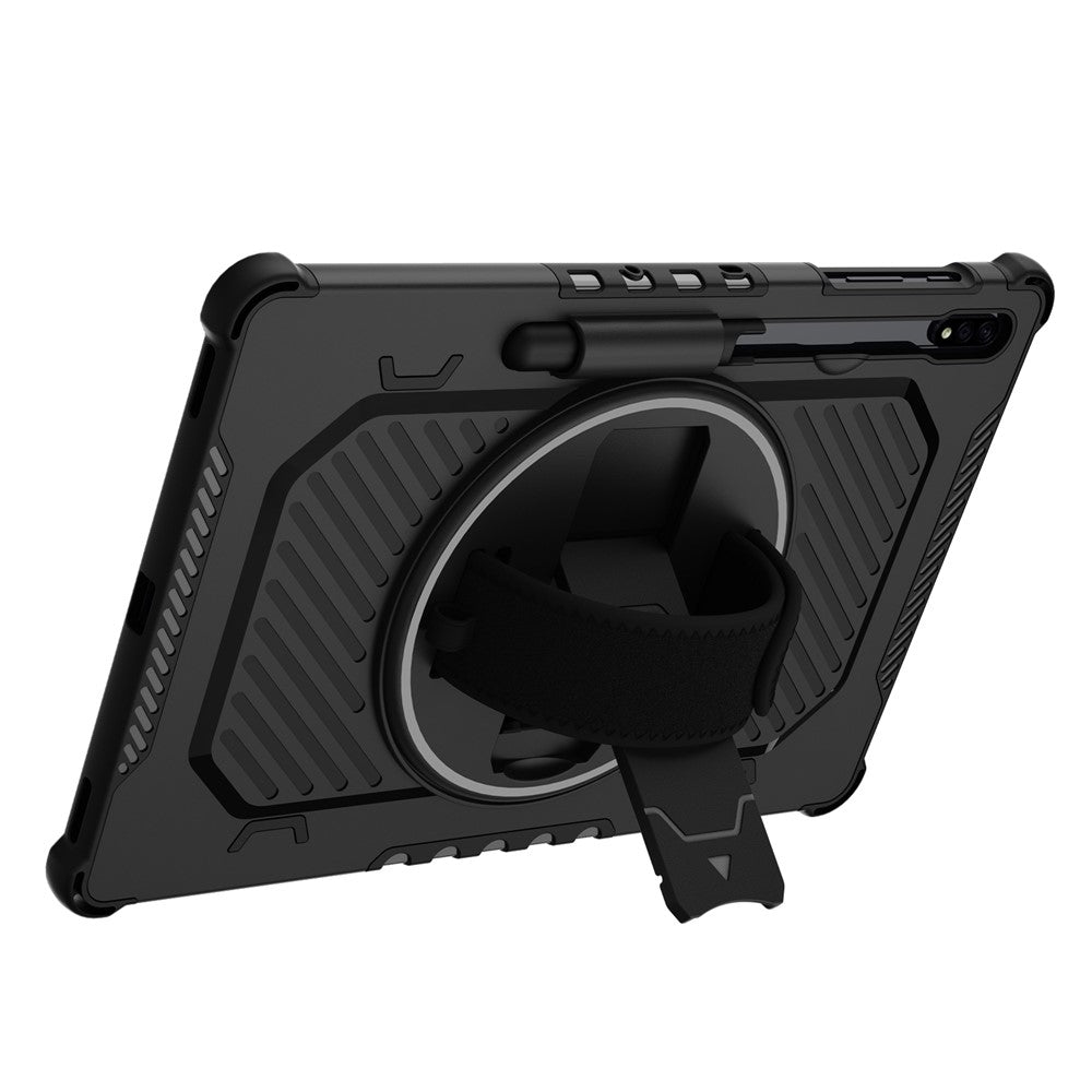 Støttefods-etui til Samsung Galaxy Tab S10+ / S9+ / S8+ / S7+ / S7 FE PC + TPU Stødabsorberende tabletcover med håndrem / penneholder