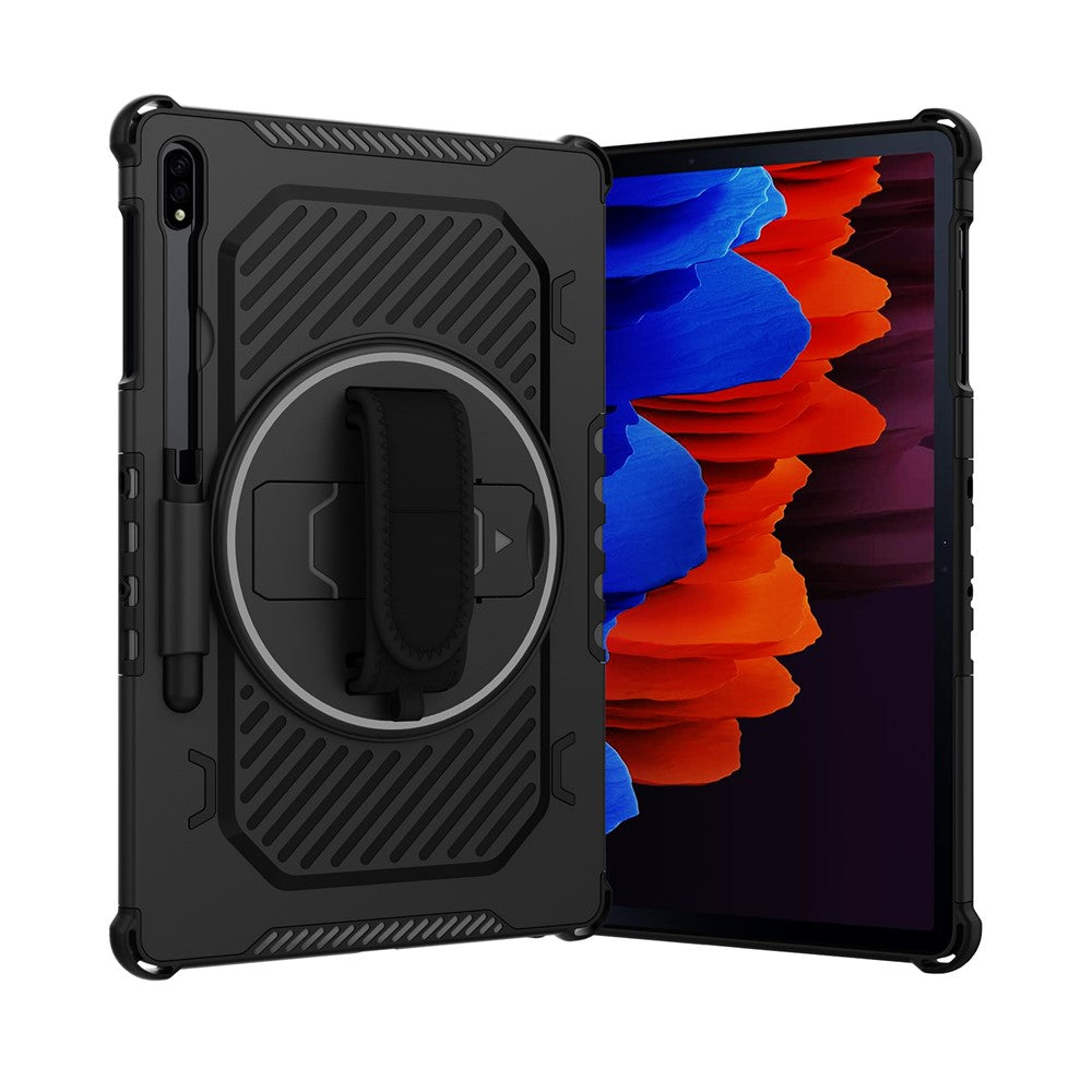 Støttefods-etui til Samsung Galaxy Tab S10+ / S9+ / S8+ / S7+ / S7 FE PC + TPU Stødabsorberende tabletcover med håndrem / penneholder