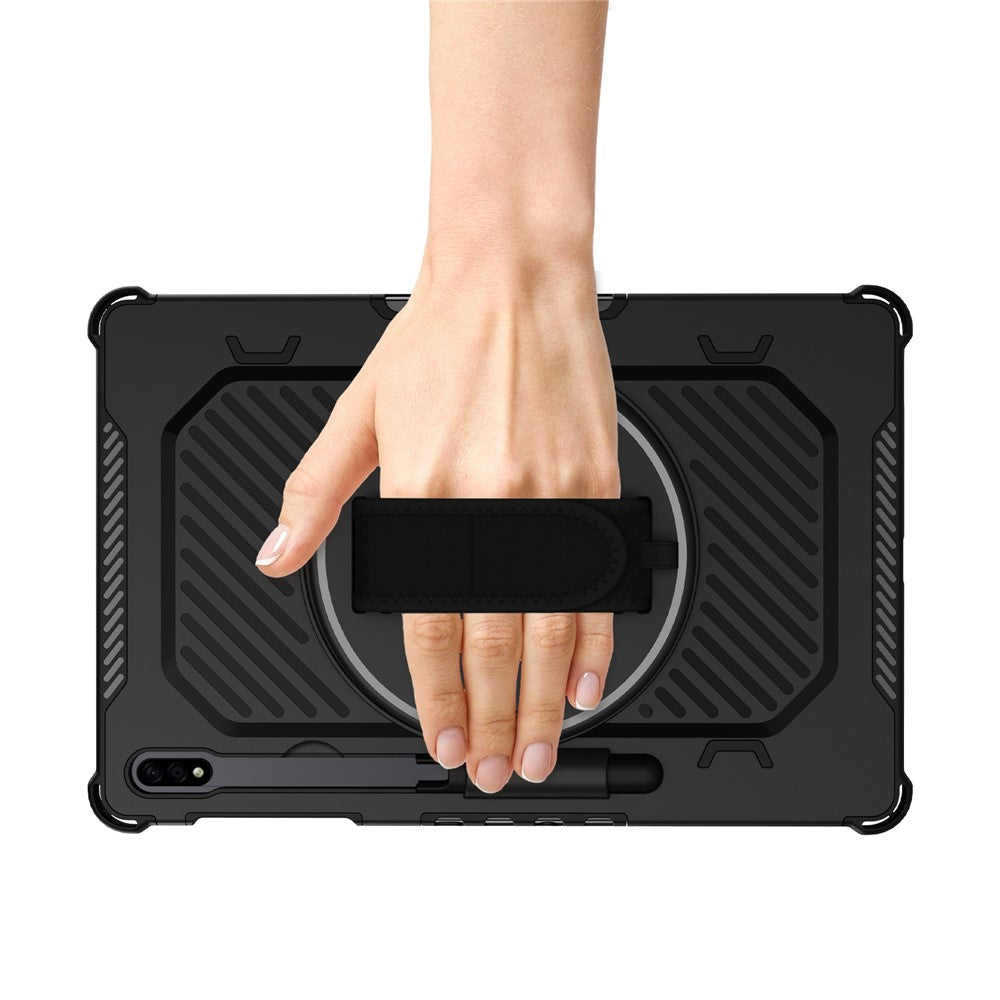Støttefods-etui til Samsung Galaxy Tab S10+ / S9+ / S8+ / S7+ / S7 FE PC + TPU Stødabsorberende tabletcover med håndrem / penneholder