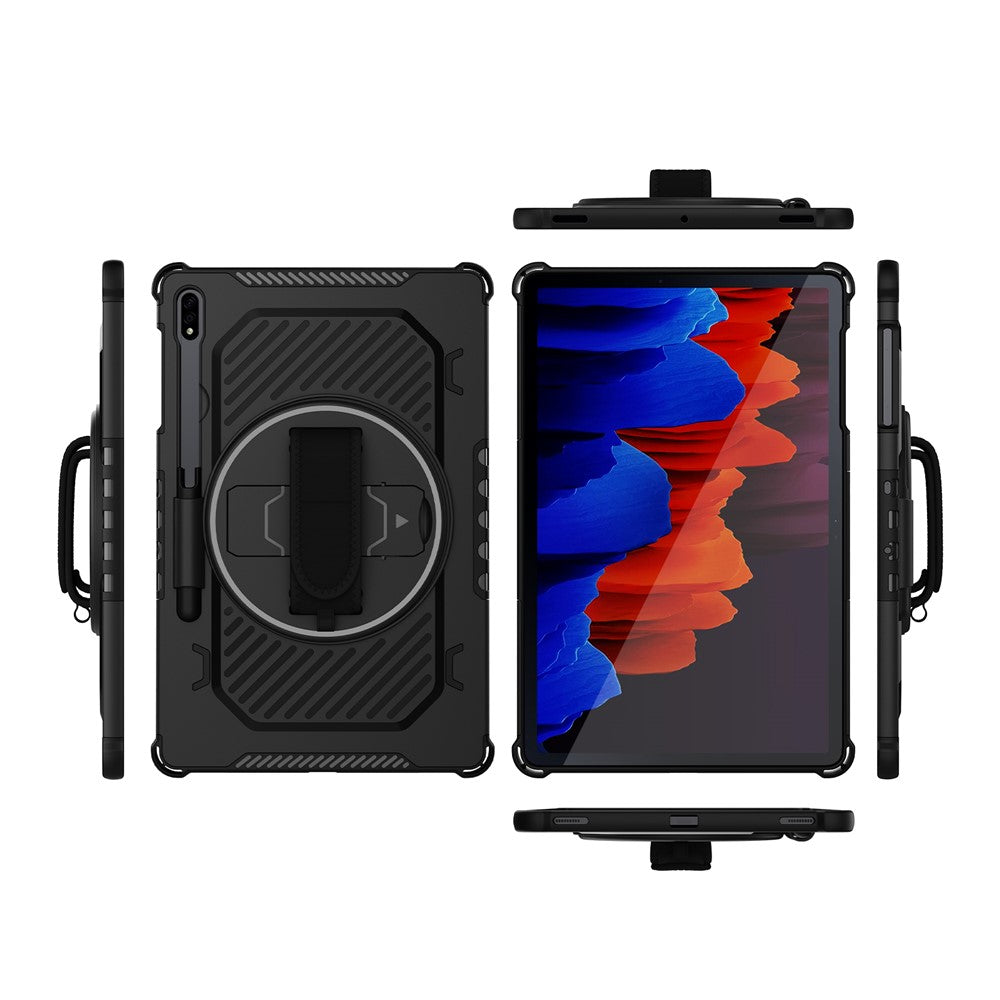 Støttefods-etui til Samsung Galaxy Tab S10+ / S9+ / S8+ / S7+ / S7 FE PC + TPU Stødabsorberende tabletcover med håndrem / penneholder