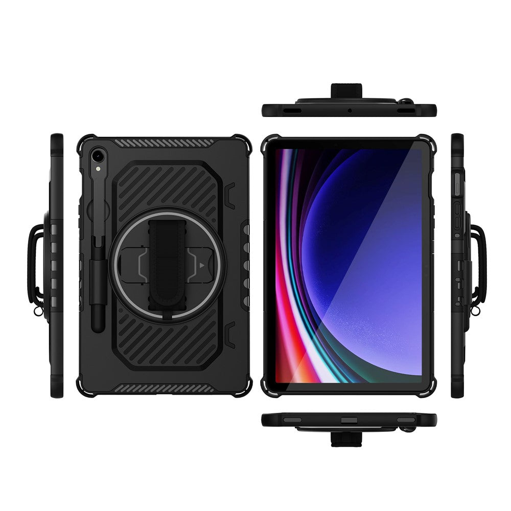 Kickstand Case for Samsung Galaxy Tab S10 FE / S10 Lite / S9 FE / S9 / S8 / S7 PC + TPU Shockproof Tablet Cover with Hand Strap / Pen Slot