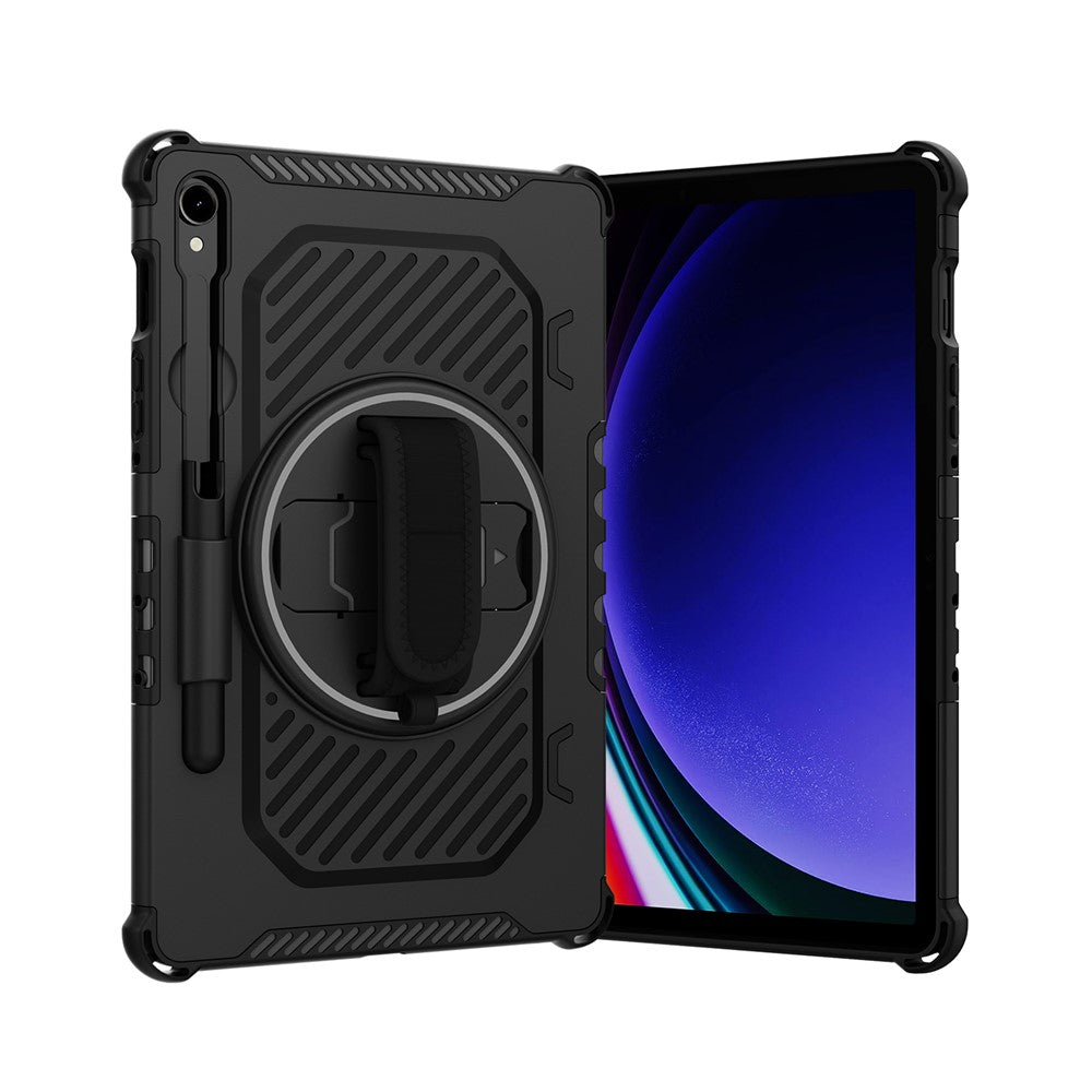 Kickstand Case for Samsung Galaxy Tab S10 FE / S10 Lite / S9 FE / S9 / S8 / S7 PC + TPU Shockproof Tablet Cover with Hand Strap / Pen Slot