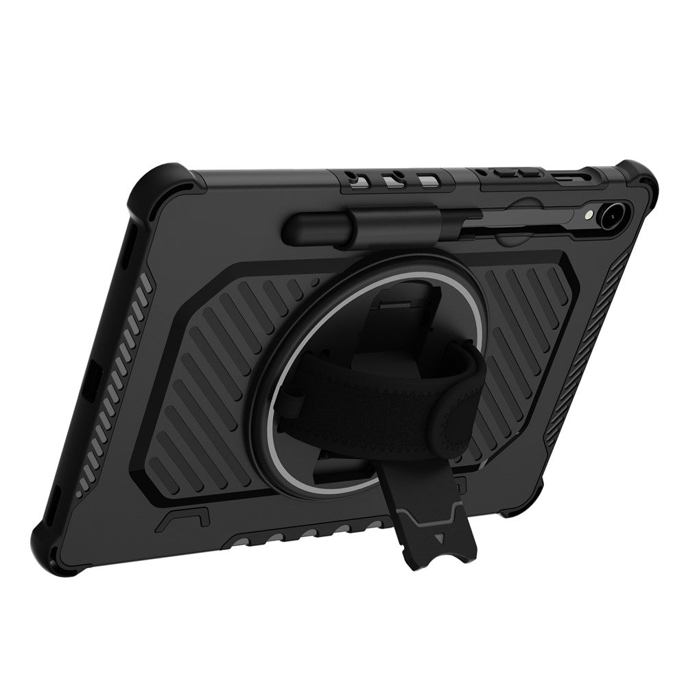 Kickstand Case for Samsung Galaxy Tab S10 FE / S10 Lite / S9 FE / S9 / S8 / S7 PC + TPU Shockproof Tablet Cover with Hand Strap / Pen Slot