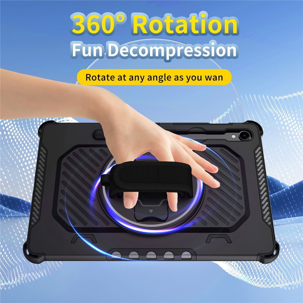 Kickstand Case for Samsung Galaxy Tab S10 FE / S10 Lite / S9 FE / S9 / S8 / S7 PC + TPU Shockproof Tablet Cover with Hand Strap / Pen Slot