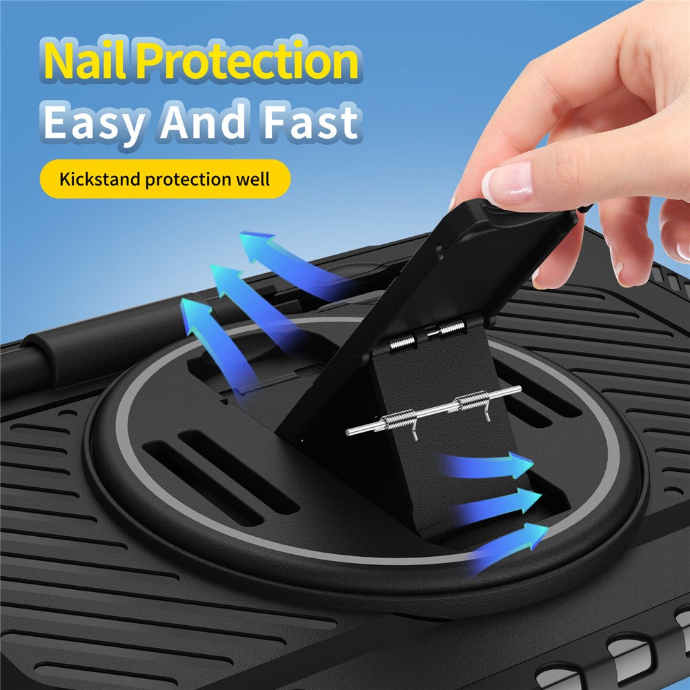 Kickstand Case for Samsung Galaxy Tab S10 FE / S10 Lite / S9 FE / S9 / S8 / S7 PC + TPU Shockproof Tablet Cover with Hand Strap / Pen Slot