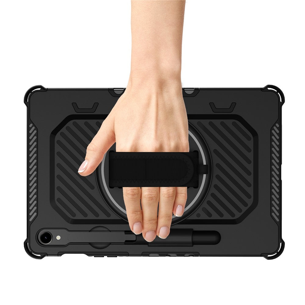 Kickstand Case for Samsung Galaxy Tab S10 FE / S10 Lite / S9 FE / S9 / S8 / S7 PC + TPU Shockproof Tablet Cover with Hand Strap / Pen Slot