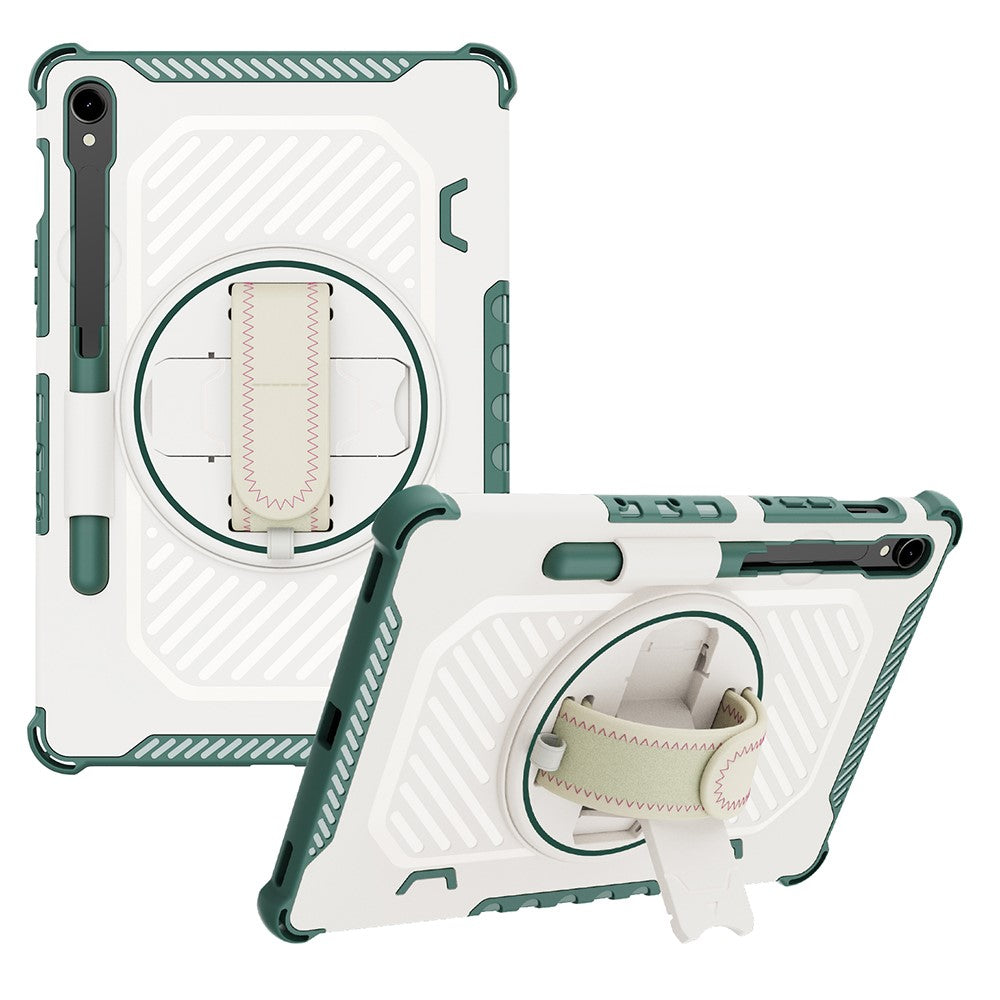 Kickstand Case for Samsung Galaxy Tab S10 FE / S10 Lite / S9 FE / S9 / S8 / S7 PC + TPU Shockproof Tablet Cover with Hand Strap / Pen Slot