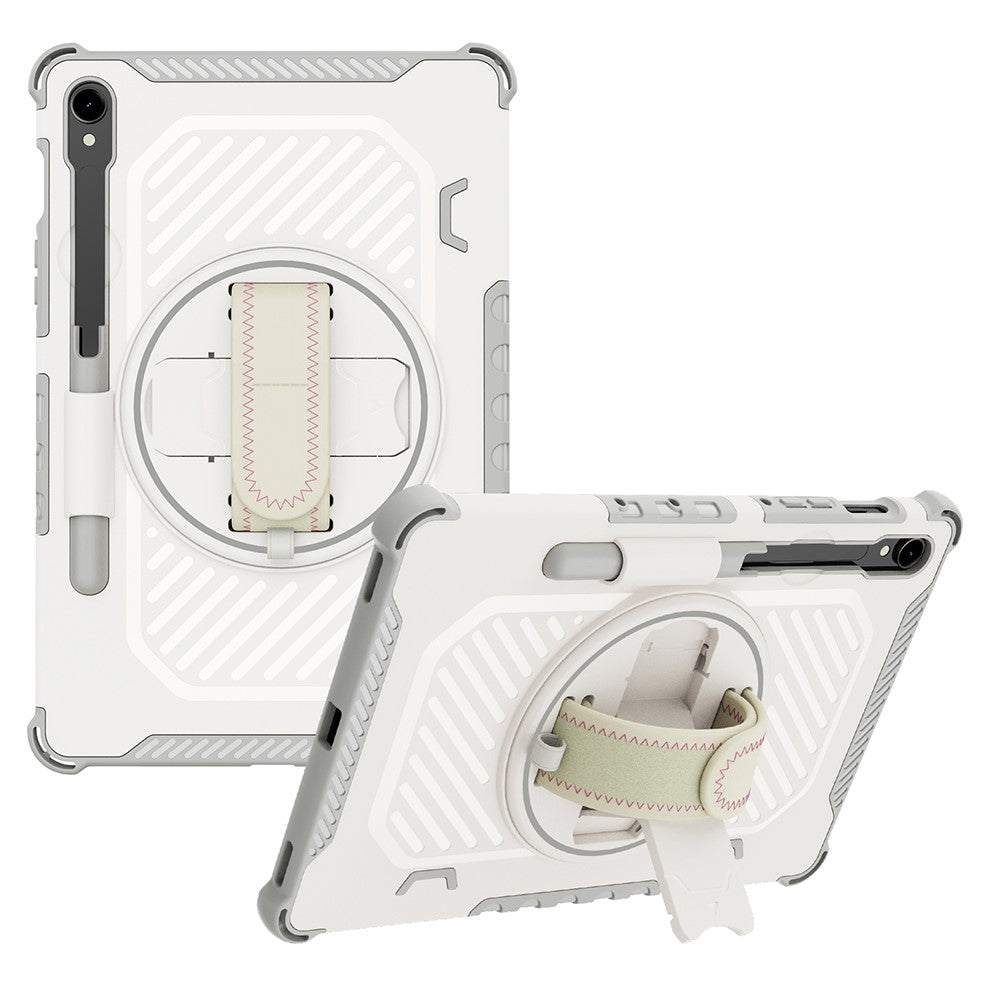 Kickstand Case for Samsung Galaxy Tab S10 FE / S10 Lite / S9 FE / S9 / S8 / S7 PC + TPU Shockproof Tablet Cover with Hand Strap / Pen Slot