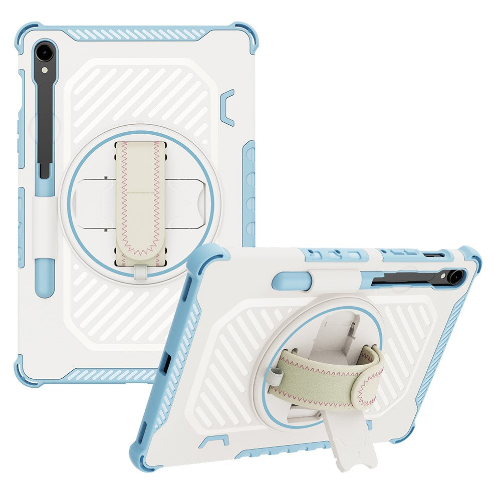 Kickstand Case for Samsung Galaxy Tab S10 FE / S10 Lite / S9 FE / S9 / S8 / S7 PC + TPU Shockproof Tablet Cover with Hand Strap / Pen Slot