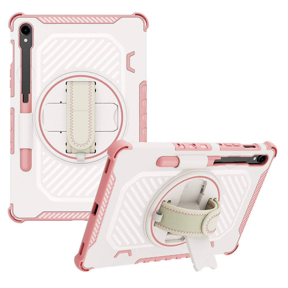 Kickstand Case for Samsung Galaxy Tab S10 FE / S10 Lite / S9 FE / S9 / S8 / S7 PC + TPU Shockproof Tablet Cover with Hand Strap / Pen Slot