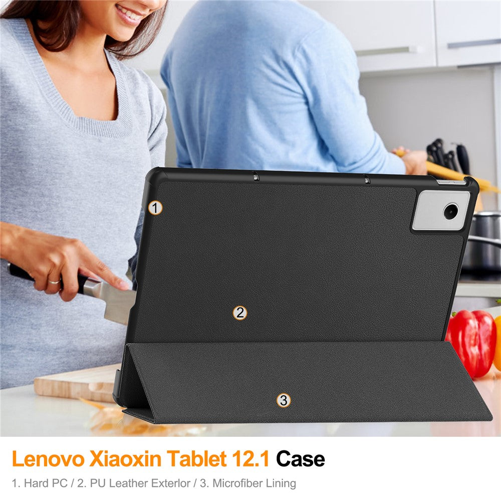 For Lenovo Xiaoxin Pad 2025 12.1 inch Case Anti-Drop Leather Stand Tablet Cover
