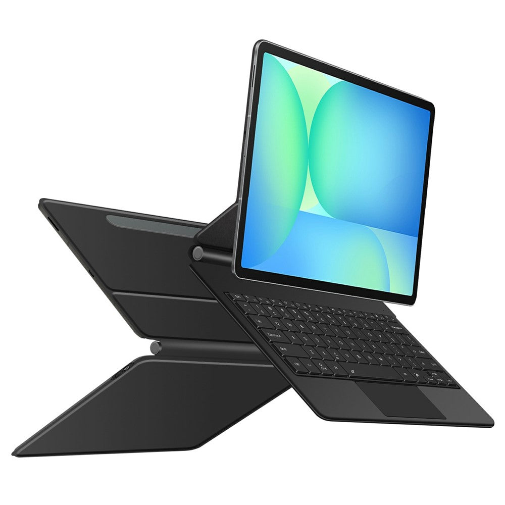 Til Samsung Galaxy Tab S10 FE+ Flydende magnetisk Bluetooth-kompatibelt tastatur (arabisk) + Læder tabletcover