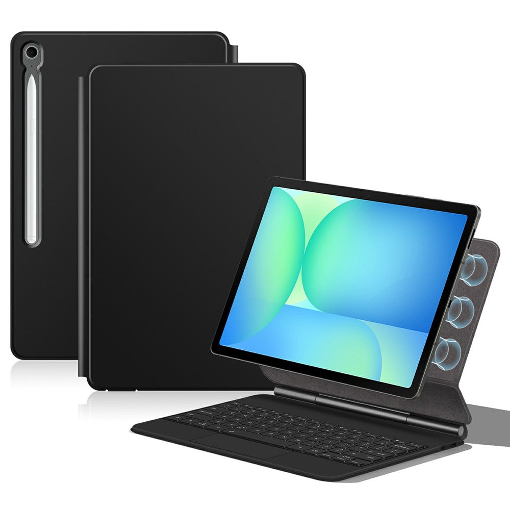 Til Samsung Galaxy Tab S10 FE+ magnetisk flydende Bluetooth-kompatibelt tastatur (russisk) + tabletetui i læder