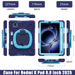 For Xiaomi Pad Mini / Redmi K Pad Case TPU + PC + Silicone Tablet Cover Swivel Kickstand Handle Grip