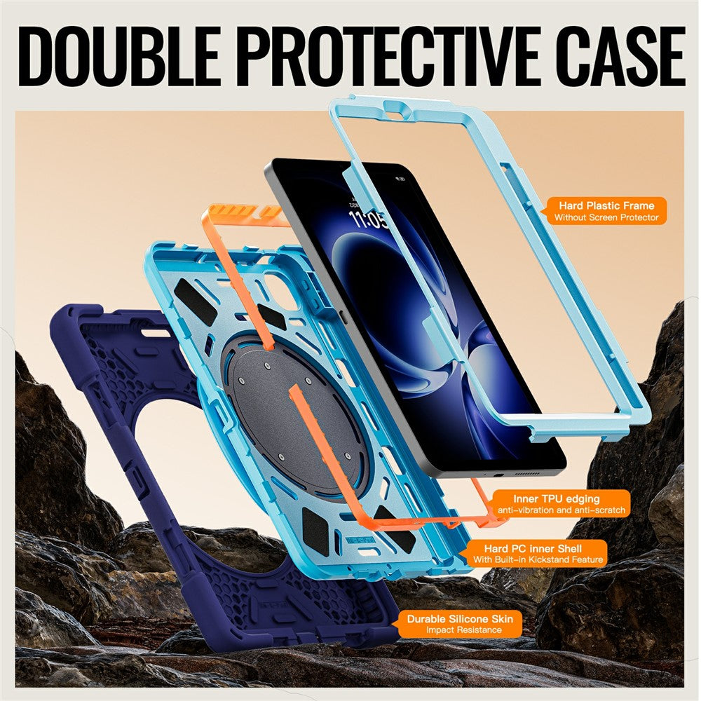 For Xiaomi Pad Mini / Redmi K Pad Case TPU + PC + Silicone Tablet Cover Swivel Kickstand Handle Grip