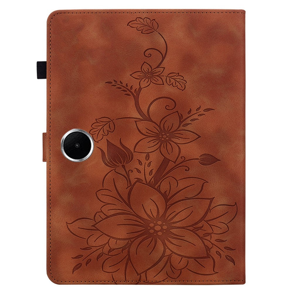 For OnePlus Pad Lite / Oppo Pad SE Case Lily Flower Imprint Card Slots Leather Tablet Cover