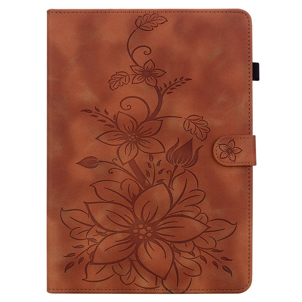 For OnePlus Pad Lite / Oppo Pad SE Case Lily Flower Imprint Card Slots Leather Tablet Cover