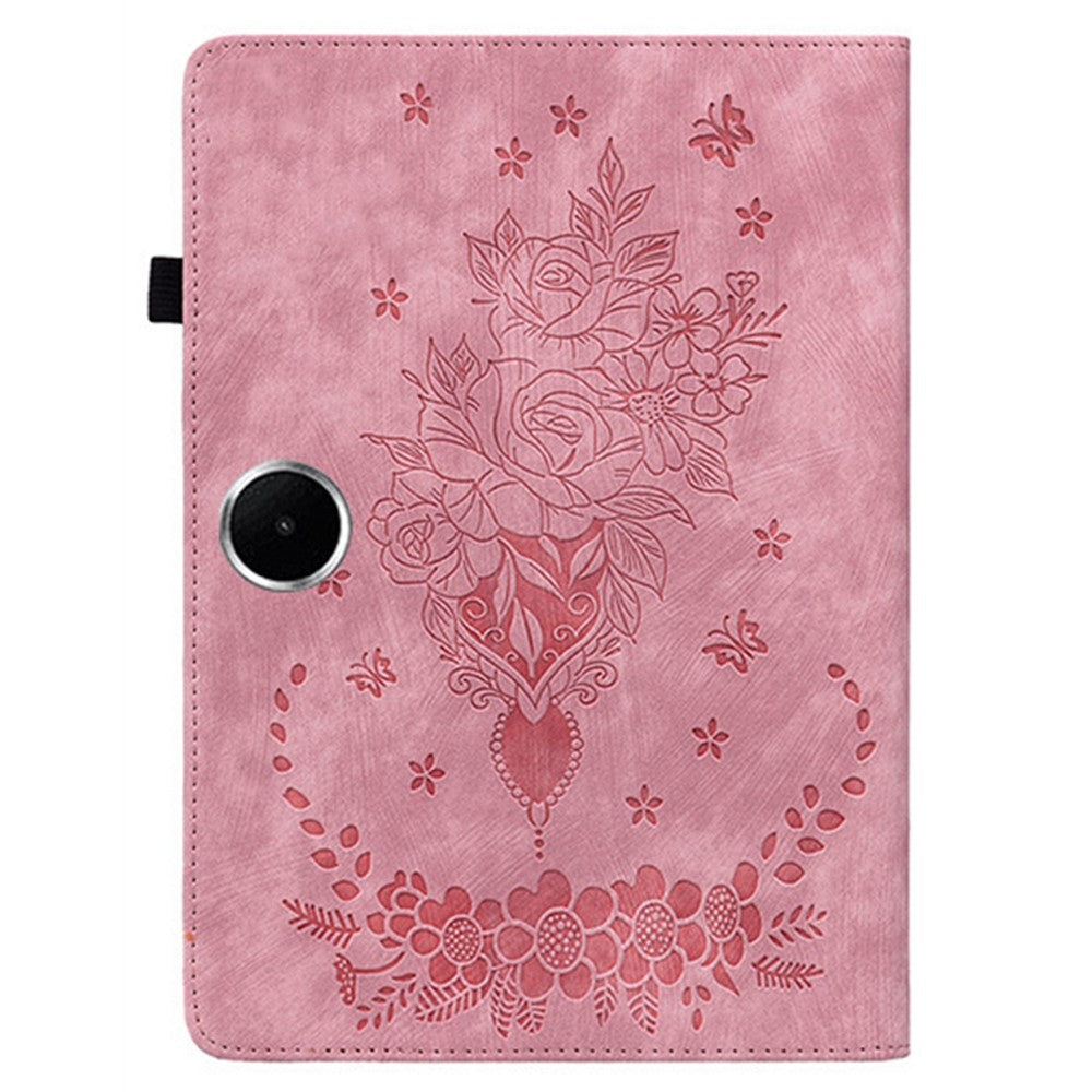 For OnePlus Pad Lite / Oppo Pad SE Case Card Holder Anti-Scratch Leather Cover Rose Flower Imprint