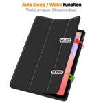 For Samsung Galaxy Tab S10 Lite Case Trifold Stand Solid Color Leather Tablet Cover with Pen Slot