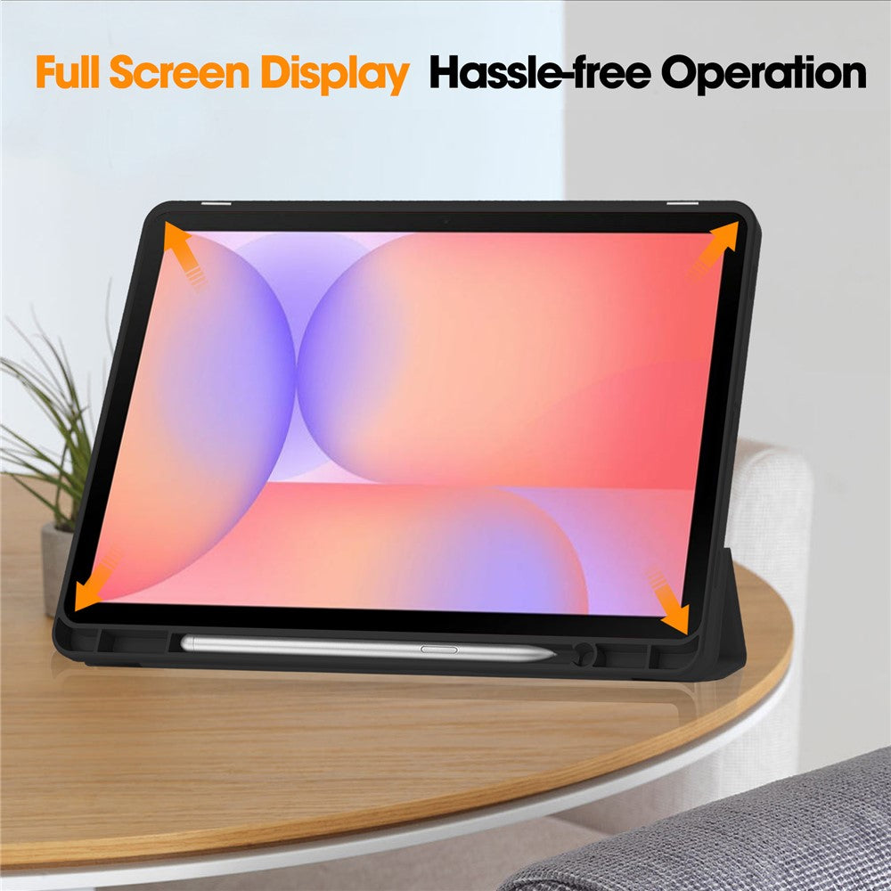 For Samsung Galaxy Tab S10 Lite Case Trifold Stand Solid Color Leather Tablet Cover with Pen Slot