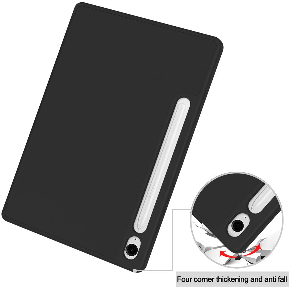 For Samsung Galaxy Tab S10 Lite Case Trifold Stand Solid Color Leather Tablet Cover with Pen Slot