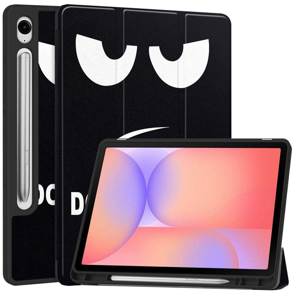 For Samsung Galaxy Tab S10 Lite Tablet Case Pattern Printing Tri-Fold Stand Leather + TPU Cover with Pen Holder