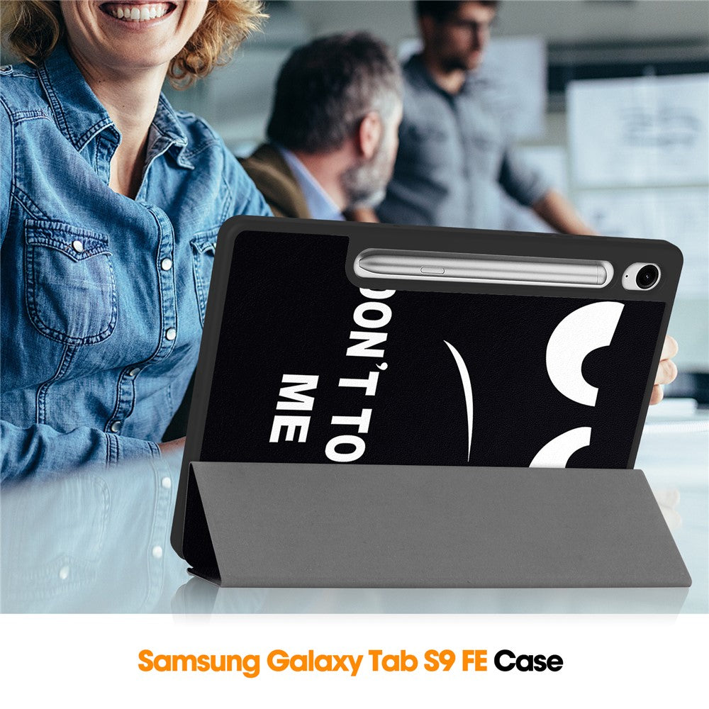 For Samsung Galaxy Tab S10 Lite Tablet Case Pattern Printing Tri-Fold Stand Leather + TPU Cover with Pen Holder