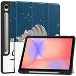 For Samsung Galaxy Tab S10 Lite Tablet Case Pattern Printing Tri-Fold Stand Leather + TPU Cover with Pen Holder