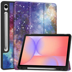 For Samsung Galaxy Tab S10 Lite Tablet Case Pattern Printing Tri-Fold Stand Leather + TPU Cover with Pen Holder