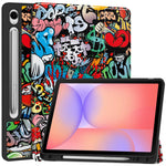 For Samsung Galaxy Tab S10 Lite Tablet Case Pattern Printing Tri-Fold Stand Leather + TPU Cover with Pen Holder