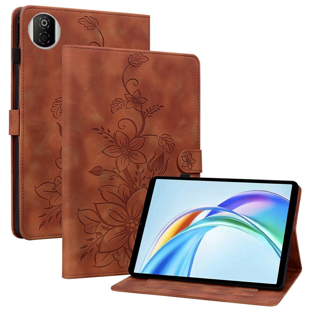 Til Honor Pad X7 Cover Liljeblomst Præg Kortlommer Læder Tablet Cover