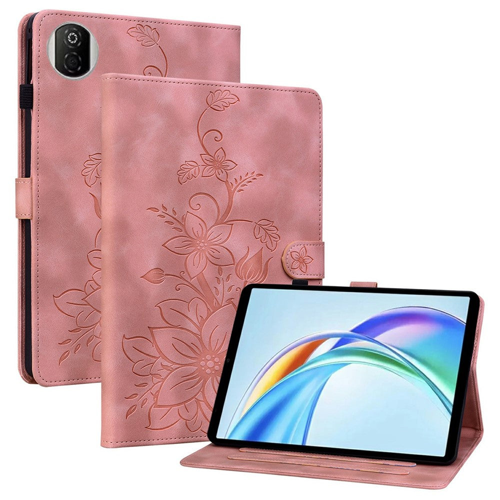 Til Honor Pad X7 Cover Liljeblomst Præg Kortlommer Læder Tablet Cover