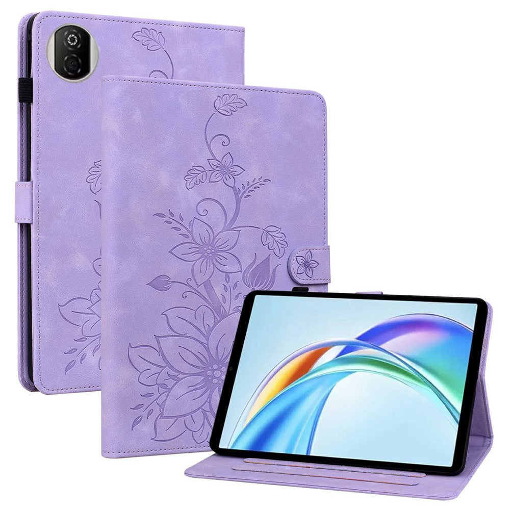 Til Honor Pad X7 Cover Liljeblomst Præg Kortlommer Læder Tablet Cover