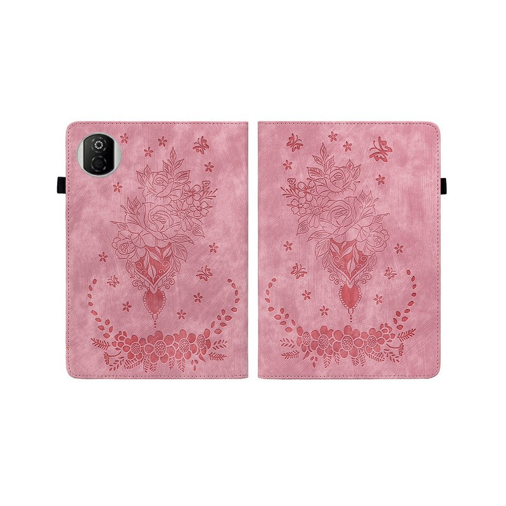 For Honor Pad X7 Case Card Holder Anti-Scratch Leather Cover Rose Flower Imprint