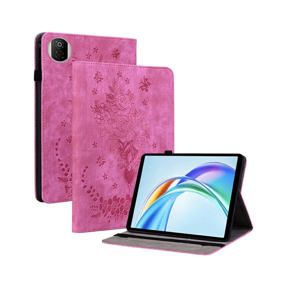 For Honor Pad X7 Case Card Holder Anti-Scratch Leather Cover Rose Flower Imprint