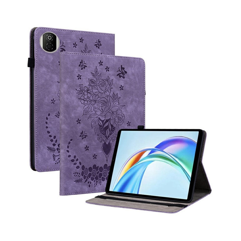 For Honor Pad X7 Case Card Holder Anti-Scratch Leather Cover Rose Flower Imprint
