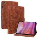 For Lenovo Tab K9 Case Lily Flower Imprint Card Slots Leather Tablet Cover