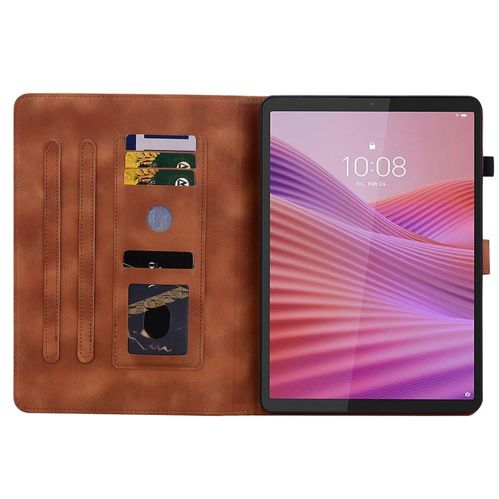 For Lenovo Tab K9 Case Lily Flower Imprint Card Slots Leather Tablet Cover