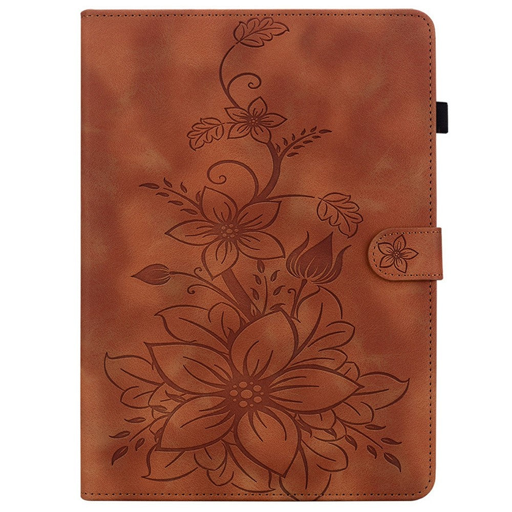 For Lenovo Tab K9 Case Lily Flower Imprint Card Slots Leather Tablet Cover