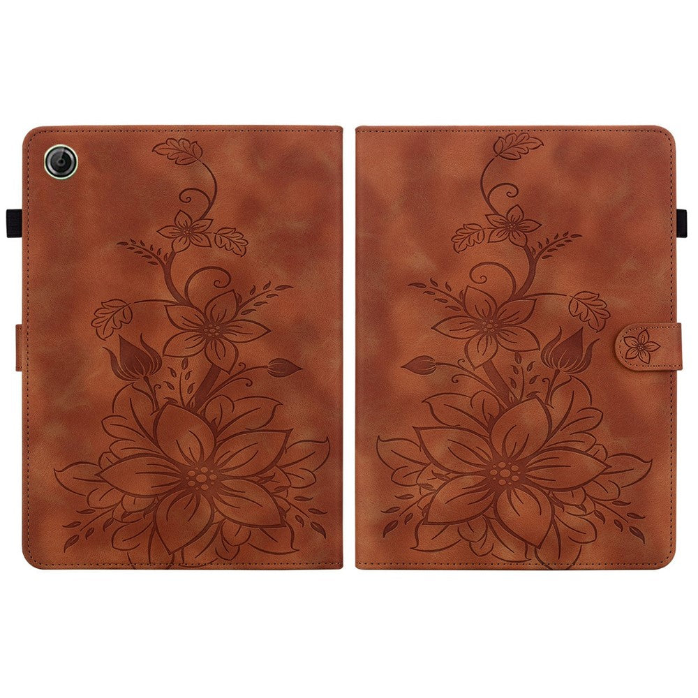 For Lenovo Tab K9 Case Lily Flower Imprint Card Slots Leather Tablet Cover
