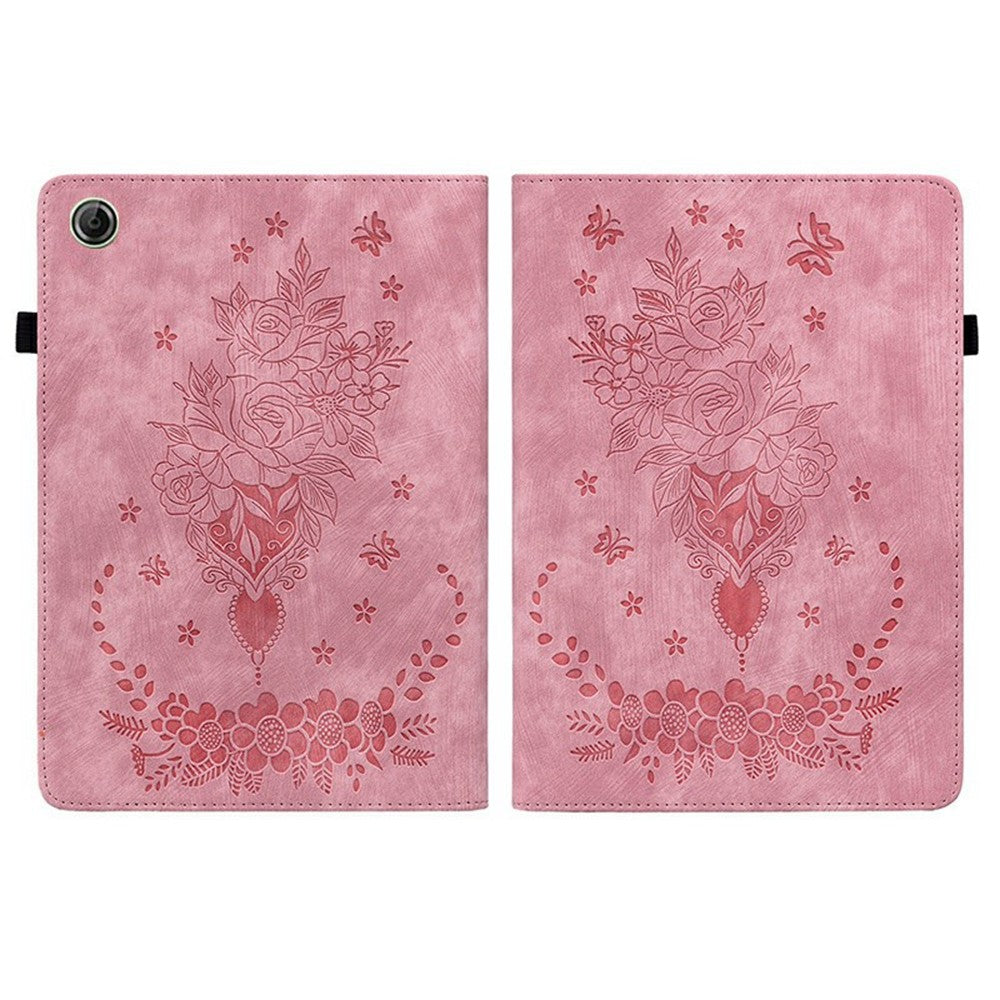 For Lenovo Tab K9 Case Card Holder Anti-Scratch Leather Cover Rose Flower Imprint
