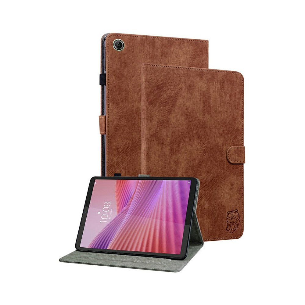 For Lenovo Tab K9 Case Tiger Imprint Anti-Scratch PU Leather Tablet Cover