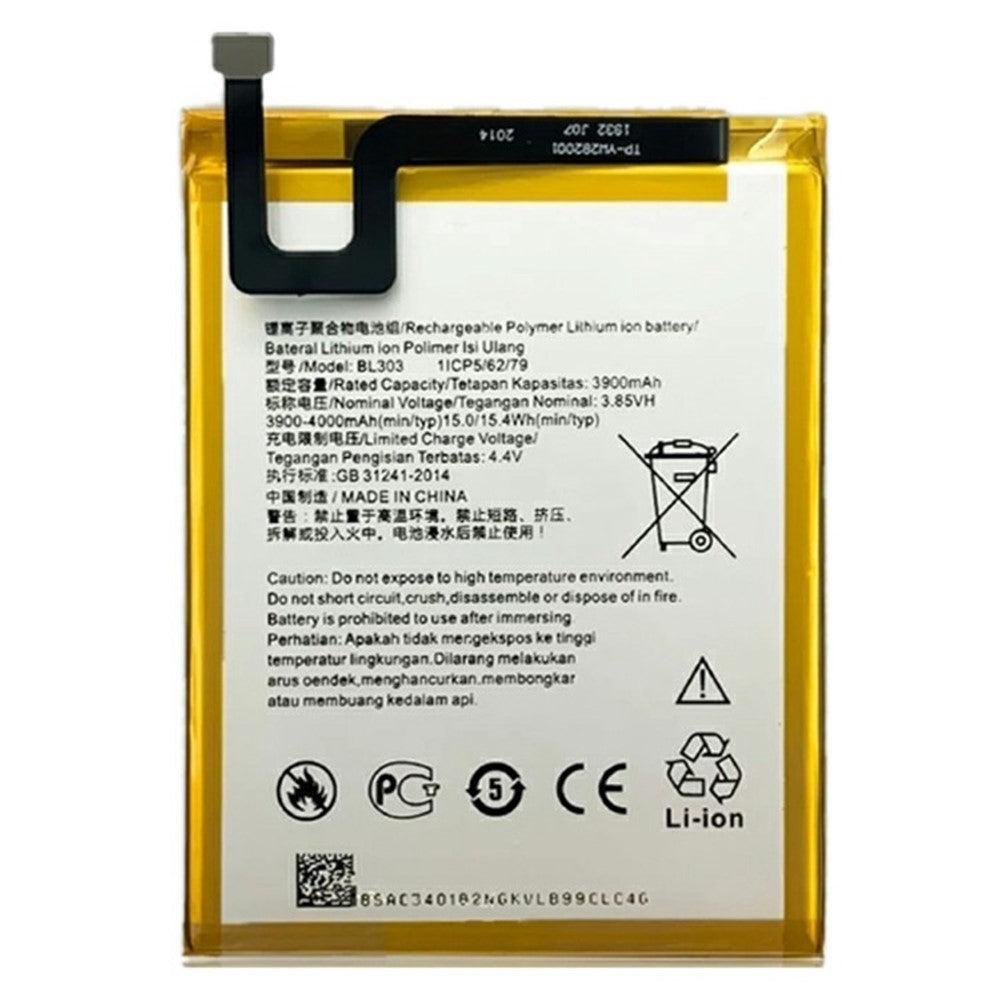 Til Lenovo Tab M8 (HD) 4.40V 3900mAh Li-Polymer Batterimontering (uden logo) (Kode: L19D1P31)