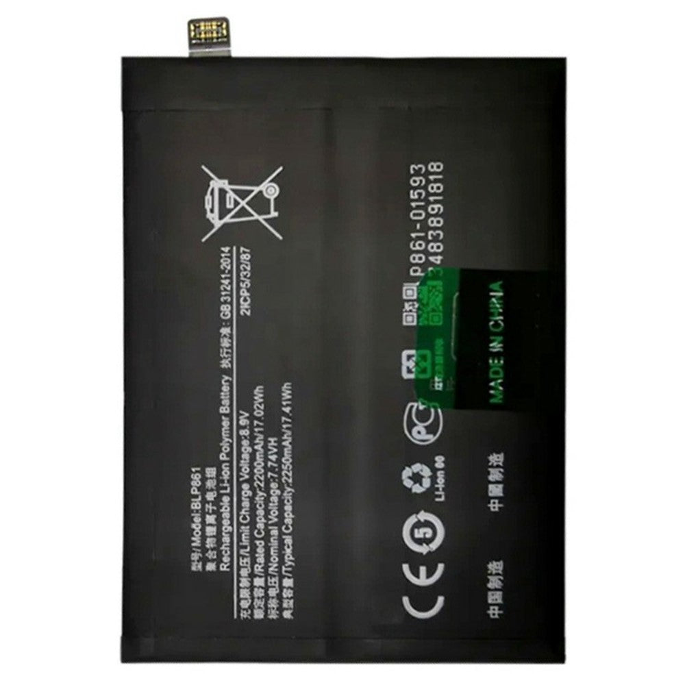 Til OnePlus Nord 2 5G 7.74V 4400mAh Li-Polymer Batterisamling Del (Uden Logo) (Kode: BLP861)