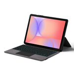 Til Samsung Galaxy Tab S10 Lite læderetui + touchpad Bluetooth-kompatibelt tastatur med baggrundsbelysning