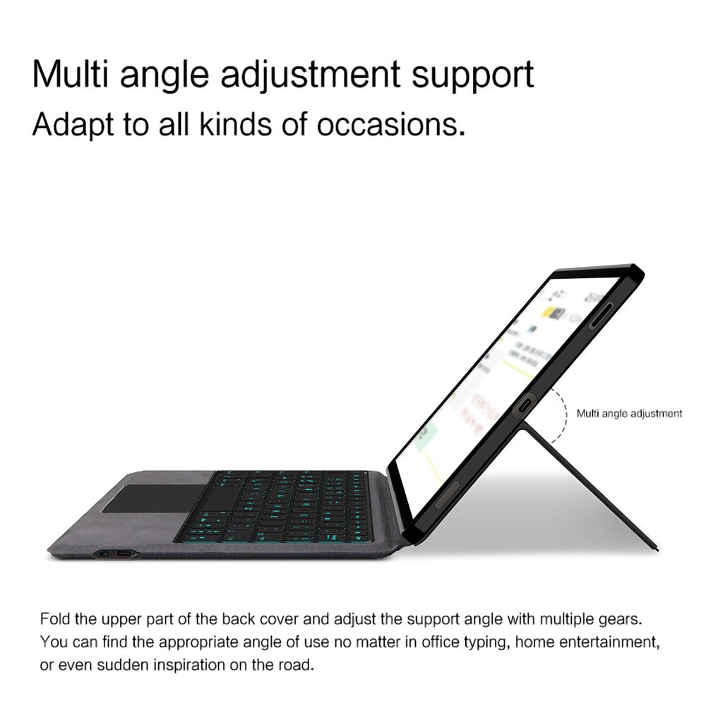 Til Samsung Galaxy Tab S10 Lite læderetui + touchpad Bluetooth-kompatibelt tastatur med baggrundsbelysning