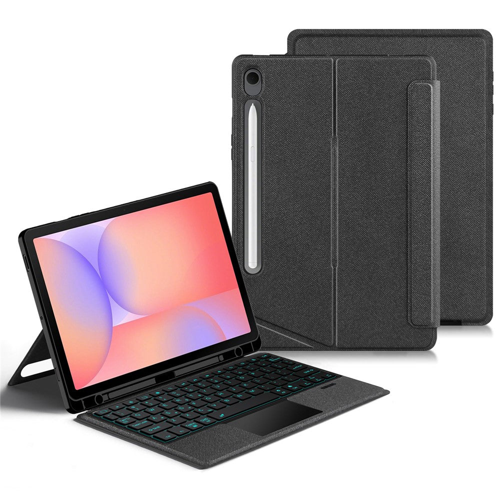 Til Samsung Galaxy Tab S10 Lite Lædercover + Bluetooth-kompatibelt Tastatur med Baggrundslys Trackpad